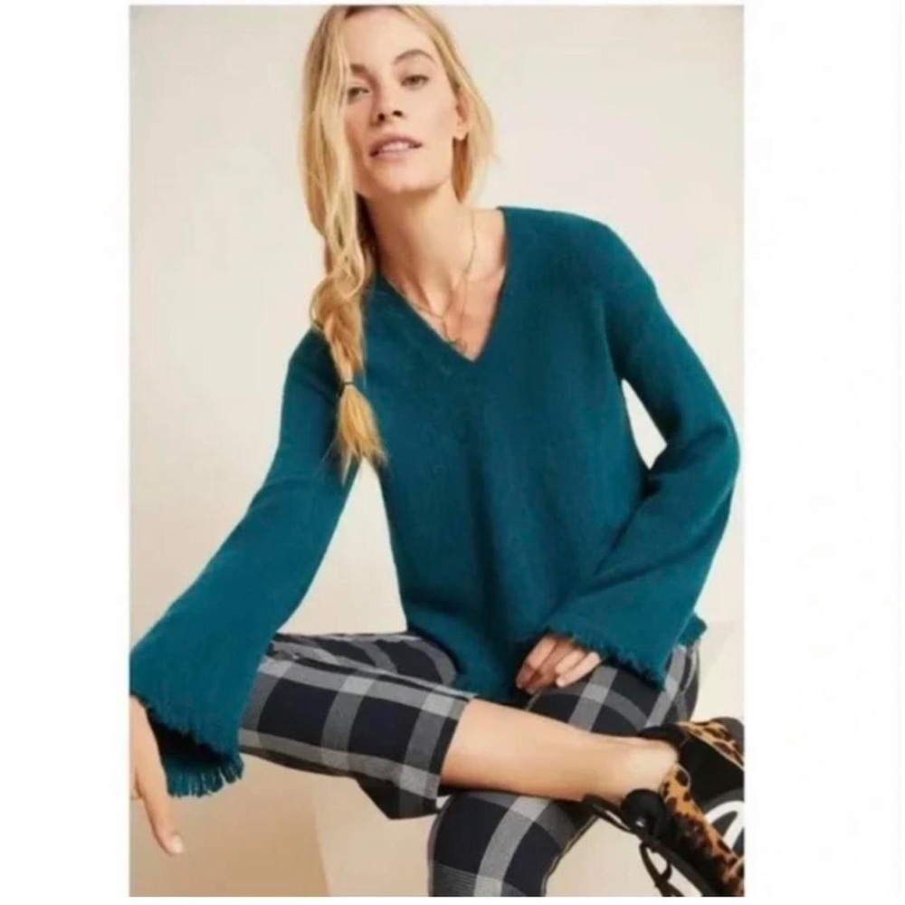 A by Anthropologie Joy Fringed Wool Pullover